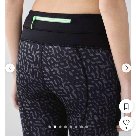 Lululemon Run Inspire Crop II Block it Pocket Leggings Black Grey Size 4 - Picture 4 of 13